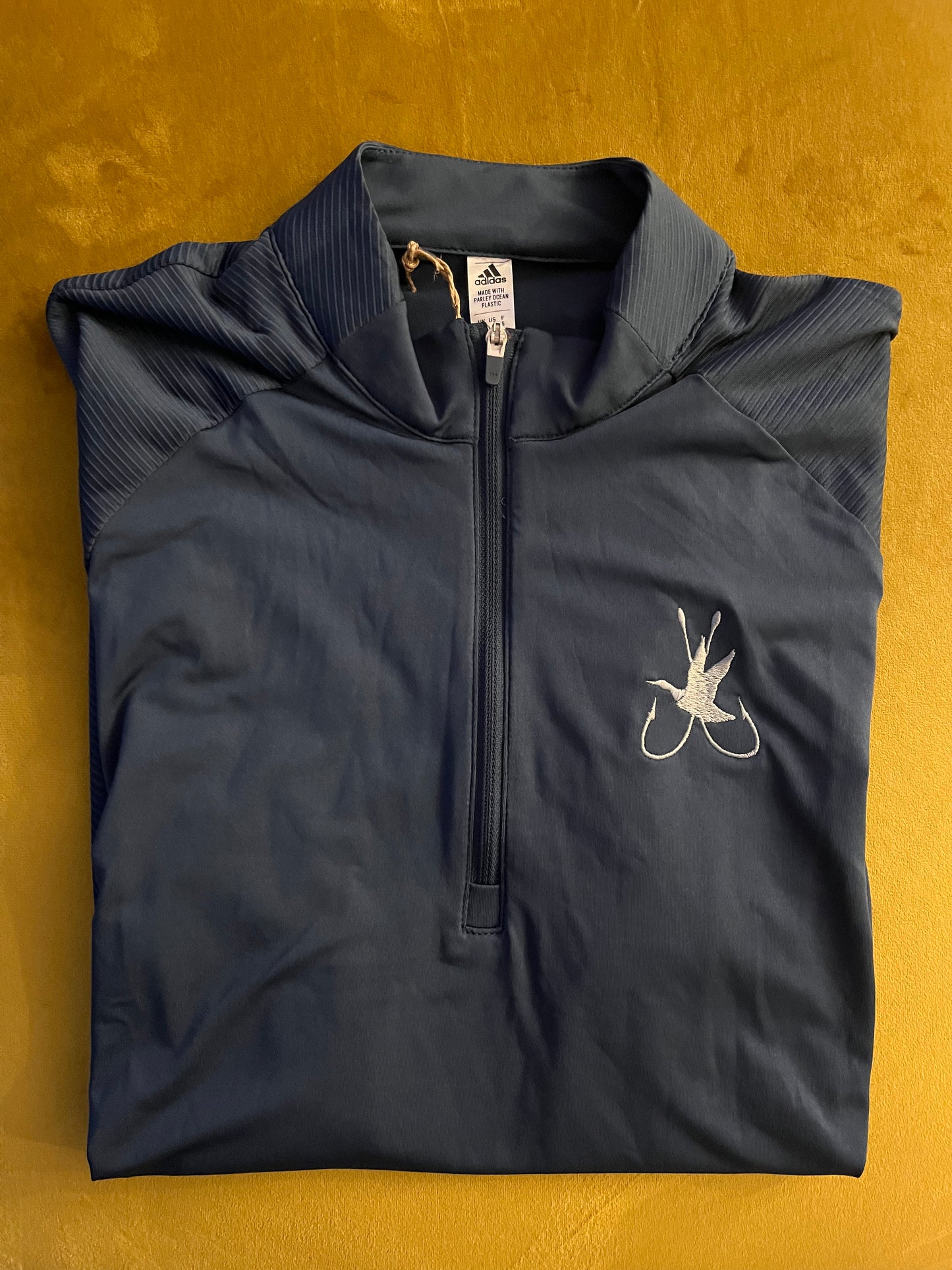 Adidas Women's Short Sleeve Mock Neck Zip Polo- Crew Navy