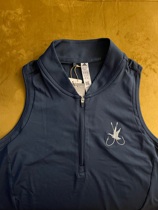 Adidas Women's Racerback Sleeveless Zip Polo- Crew Navy